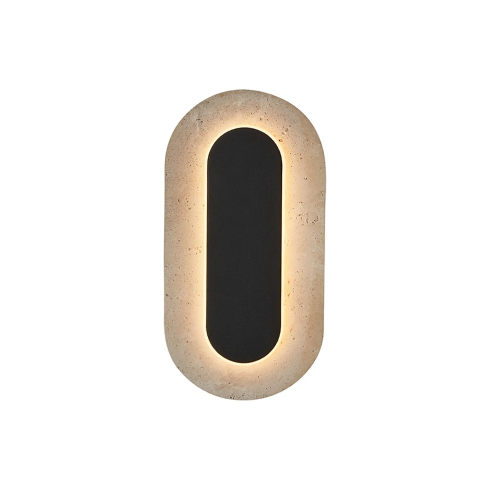 Miranda-LED-seinävalaisin, beige/musta, korkeus 30 cm, kivi