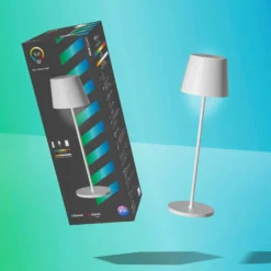 Müller Licht tint LED ladattava pöytävalaisin Dalia, alumiini, valkoinen