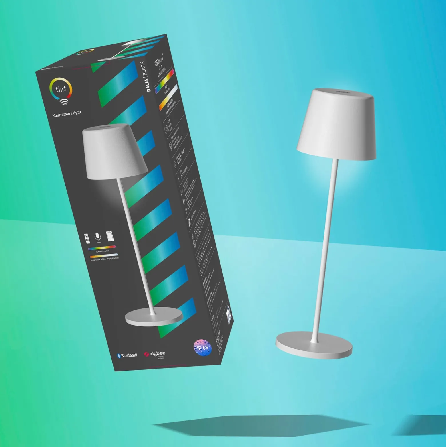 Müller Licht tint LED ladattava pöytävalaisin Dalia, alumiini, valkoinen