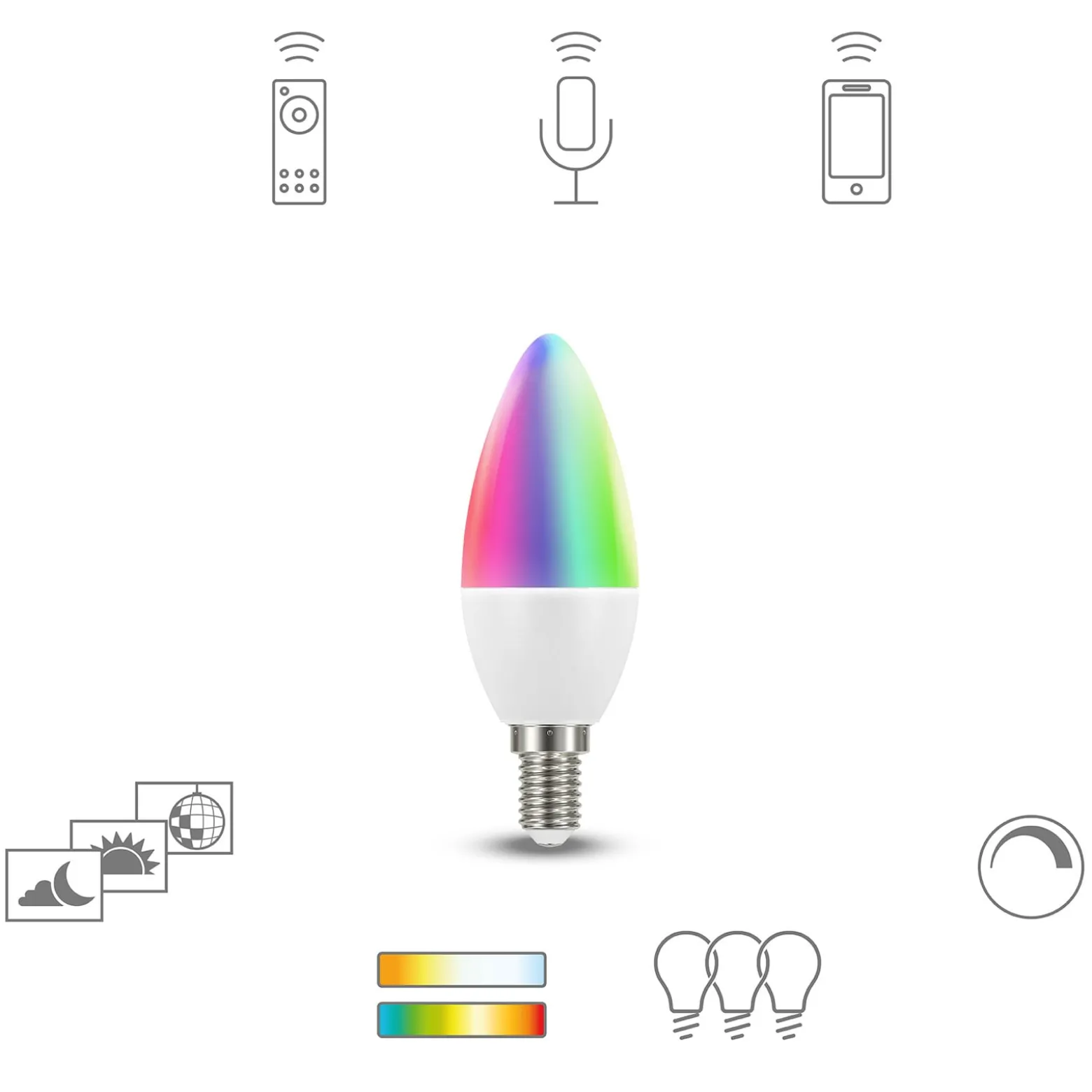 Müller Licht tint white+color -LED-lamppu E14 6W