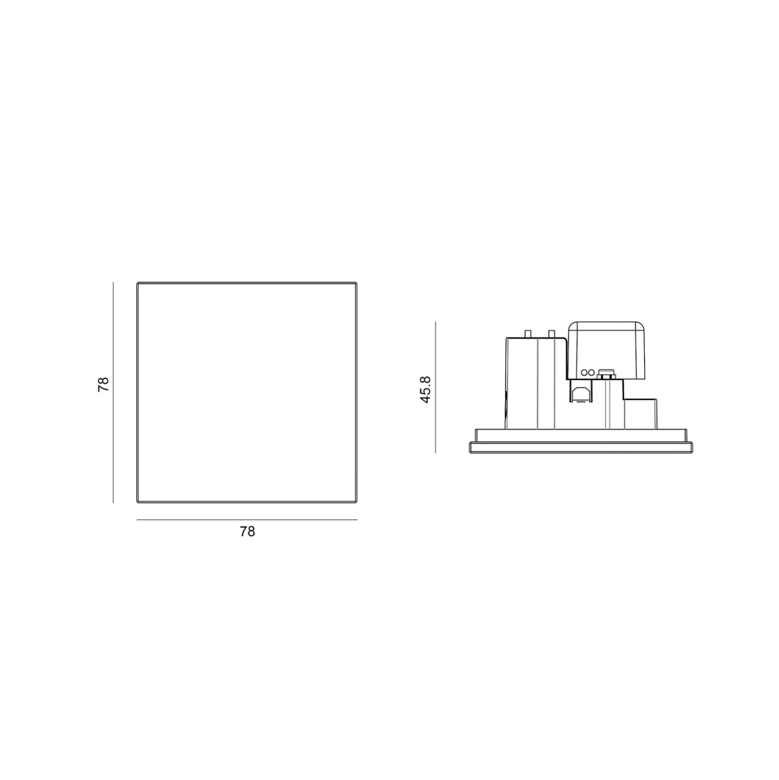 Molto Luce LED uppoasennusvalaisin Wall R68 Lasi IP44 SQ, musta