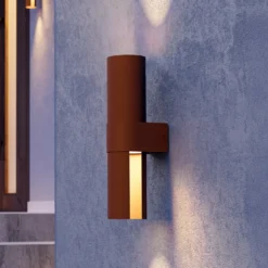 Montelauro-LED-ulkoseinälamppu, ruosteenvärinen, korkeus 32 cm, metallia