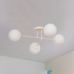 Moon kattovalaisin, 80 cm, 4-valo, hiekanvärinen, lasi, E27