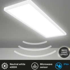 Move LED-paneeli, anturi, 58 x 20 cm, IP44, muovi, valkoinen