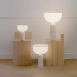 New Works Kizu Large -pöytävalaisin, beige, marmori, E27