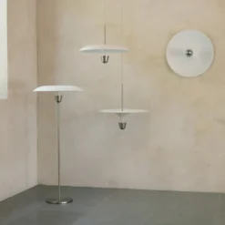 NEW WORKS LED-lattiavalaisin Kantarell, nikkeli, himmennettävä, 127 cm