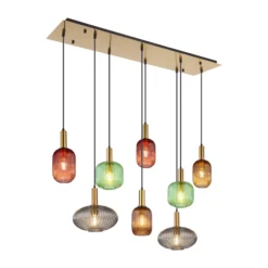 Normy-riippuvalaisin, pituus 125 cm, värikäs, lasi, 8-valo.