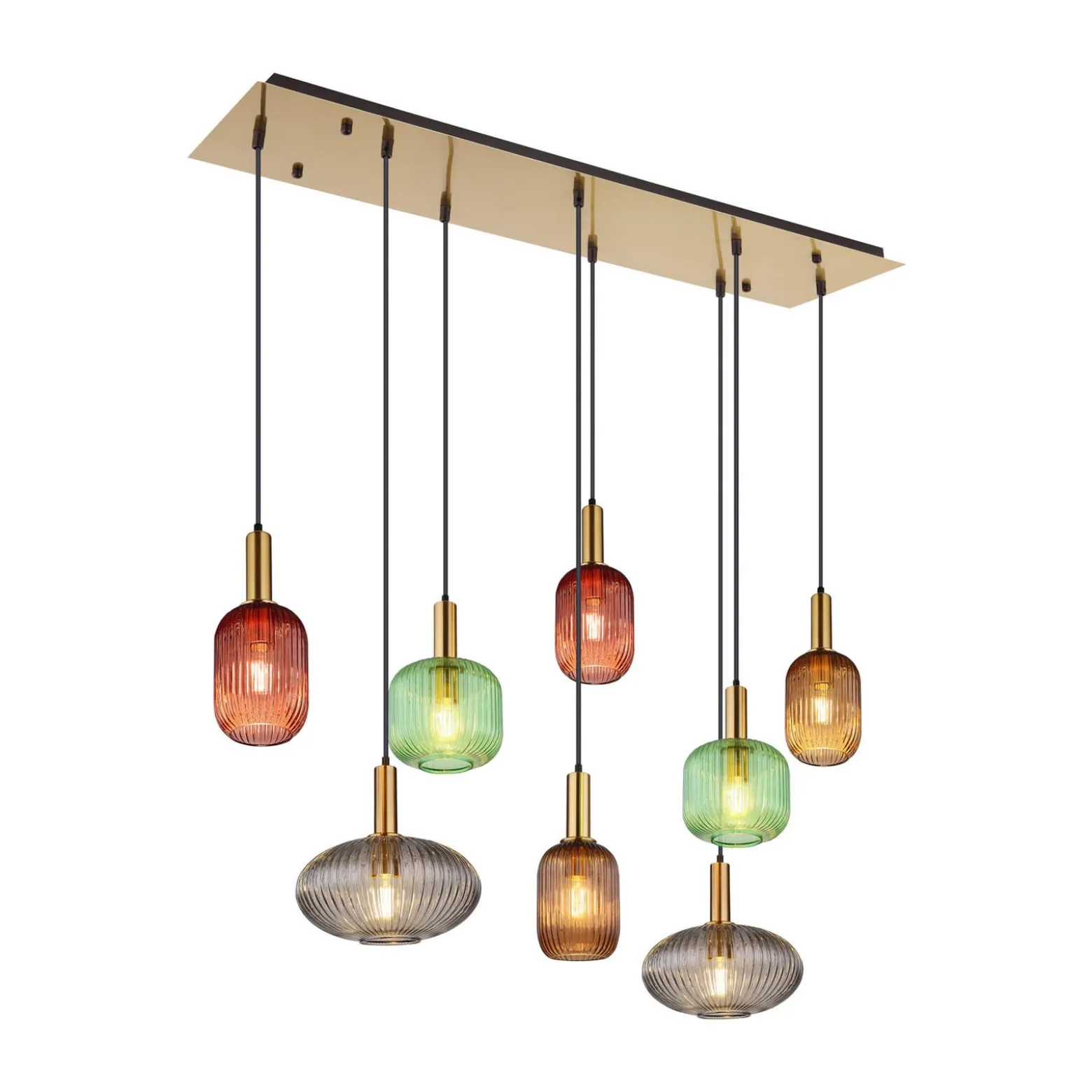 Normy-riippuvalaisin, pituus 125 cm, värikäs, lasi, 8-valo.