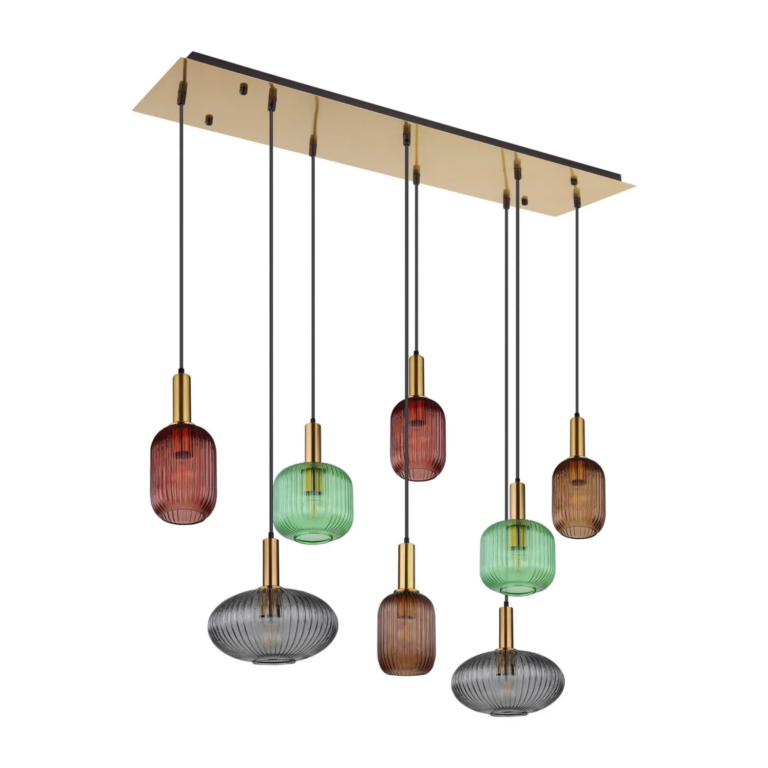 Normy-riippuvalaisin, pituus 125 cm, värikäs, lasi, 8-valo.