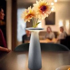 Nuflair ladattava LED-pöytävalaisin, harmaa, IP54, himmennettävä, 24 cm