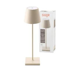 Nuindie LED ladattava pöytävalaisin, USB-C, beige, IP54, himmennettävä