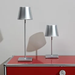 Nuindie mini LED ladattava pöytävalaisin, Easy Connect, hopea, himm.