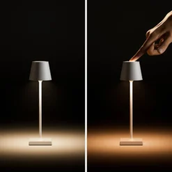 Nuindie tasku LED ladattava pöytävalaisin, beige, IP54, himmennettävä