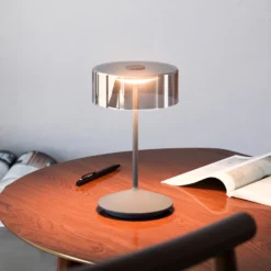 Numotion LED ladattava pöytävalaisin, grafiitti, lasi, IP54, himmennettävä