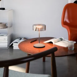 Numotion LED ladattava pöytävalaisin, grafiitti, lasi, IP54, himmennettävä