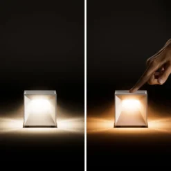 Nutalis mini LED ladattava pöytävalaisin, sumunharmaa, IP54, himmennettävä