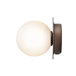 Nuura Liila 1 seinä-/kattovalaisin, Ø 14 cm IP44, pronssi/opaalinen