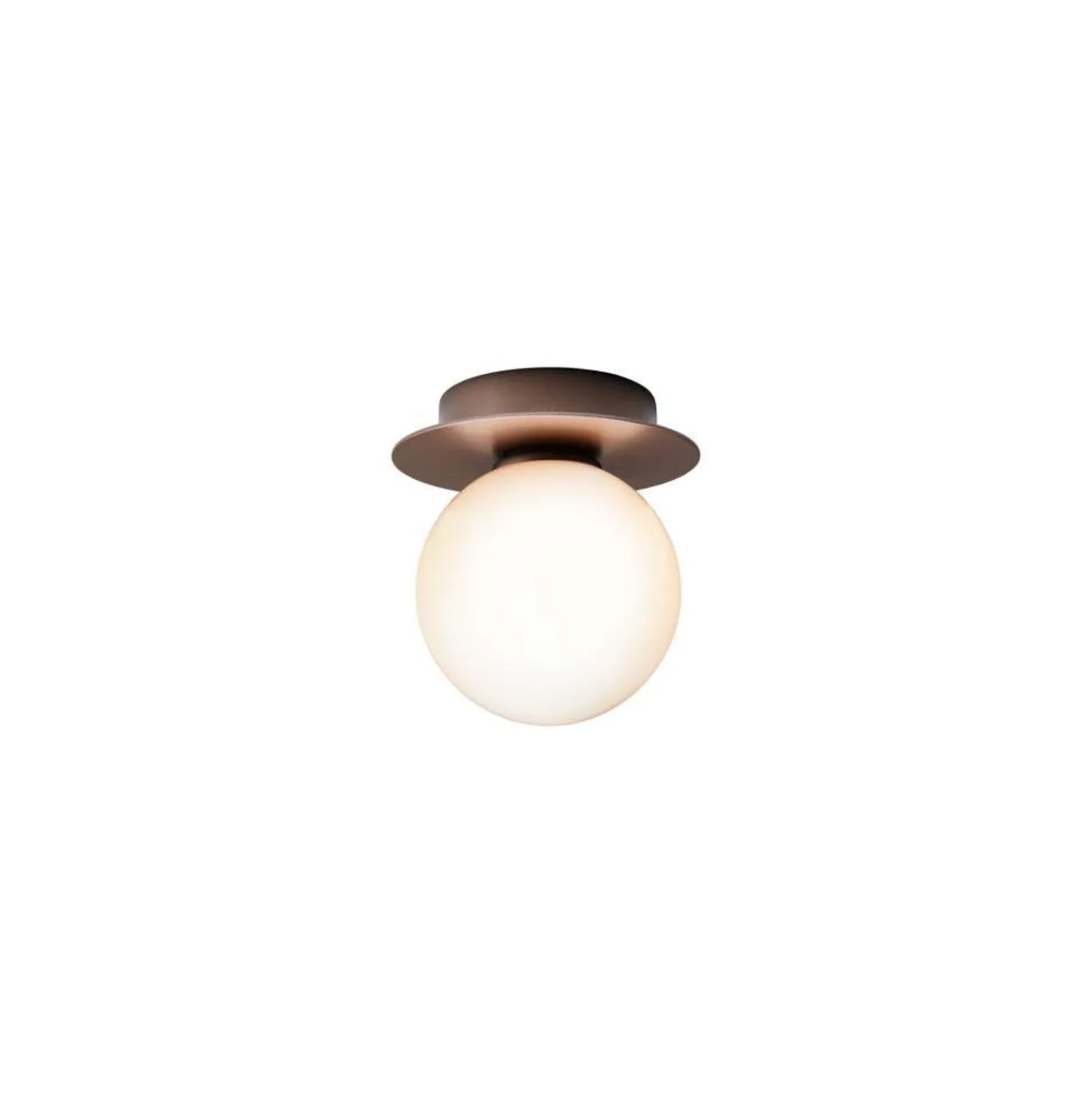 Nuura Liila 1 seinä-/kattovalaisin, Ø 14 cm IP44, pronssi/opaalinen