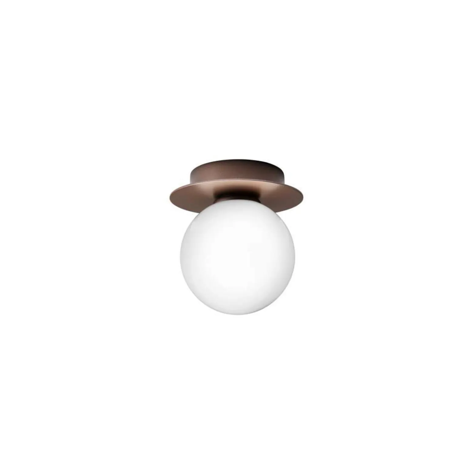 Nuura Liila 1 seinä-/kattovalaisin, Ø 14 cm IP44, pronssi/opaalinen