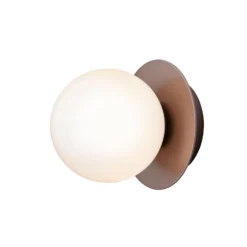 Nuura Liila 1 seinä-/kattovalaisin, Ø 14 cm IP44, pronssi/opaalinen