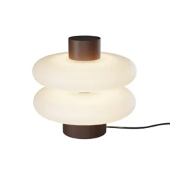 Nuvem-LED-pöytävalaisin, ruskea, opaali, korkeus 15 cm, himmennin