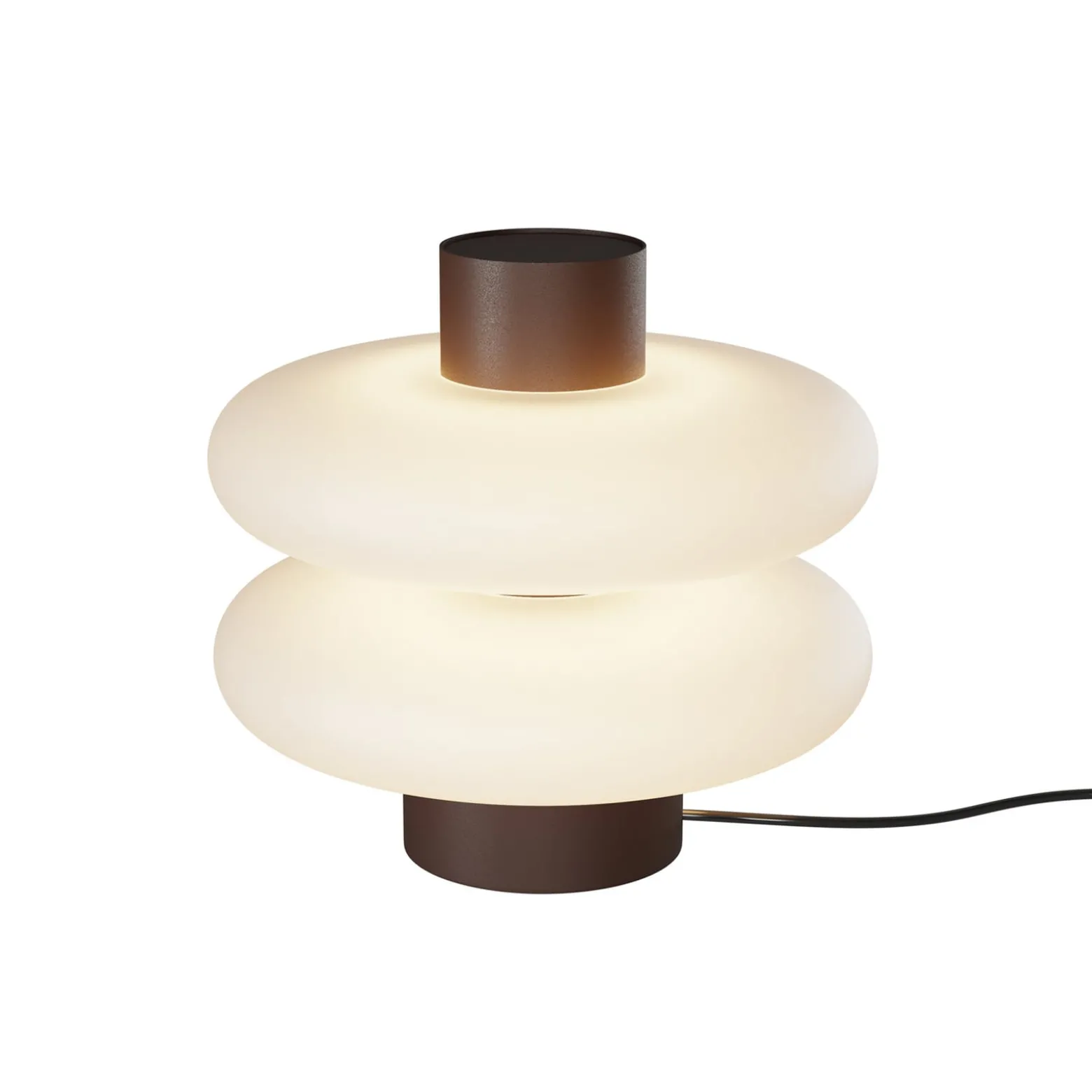 Nuvem-LED-pöytävalaisin, ruskea, opaali, korkeus 15 cm, himmennin