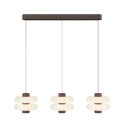 Nuvem-LED-riippuvalaisin, ruskea, opaali, pituus 66 cm, 3-lamppuinen