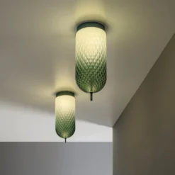 OLEV LED-kattovalaisin Curuba, vihreä, lasi, korkeus 40 cm, 2700 K