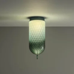 OLEV LED-kattovalaisin Curuba, vihreä, lasi, korkeus 40 cm, 2700 K