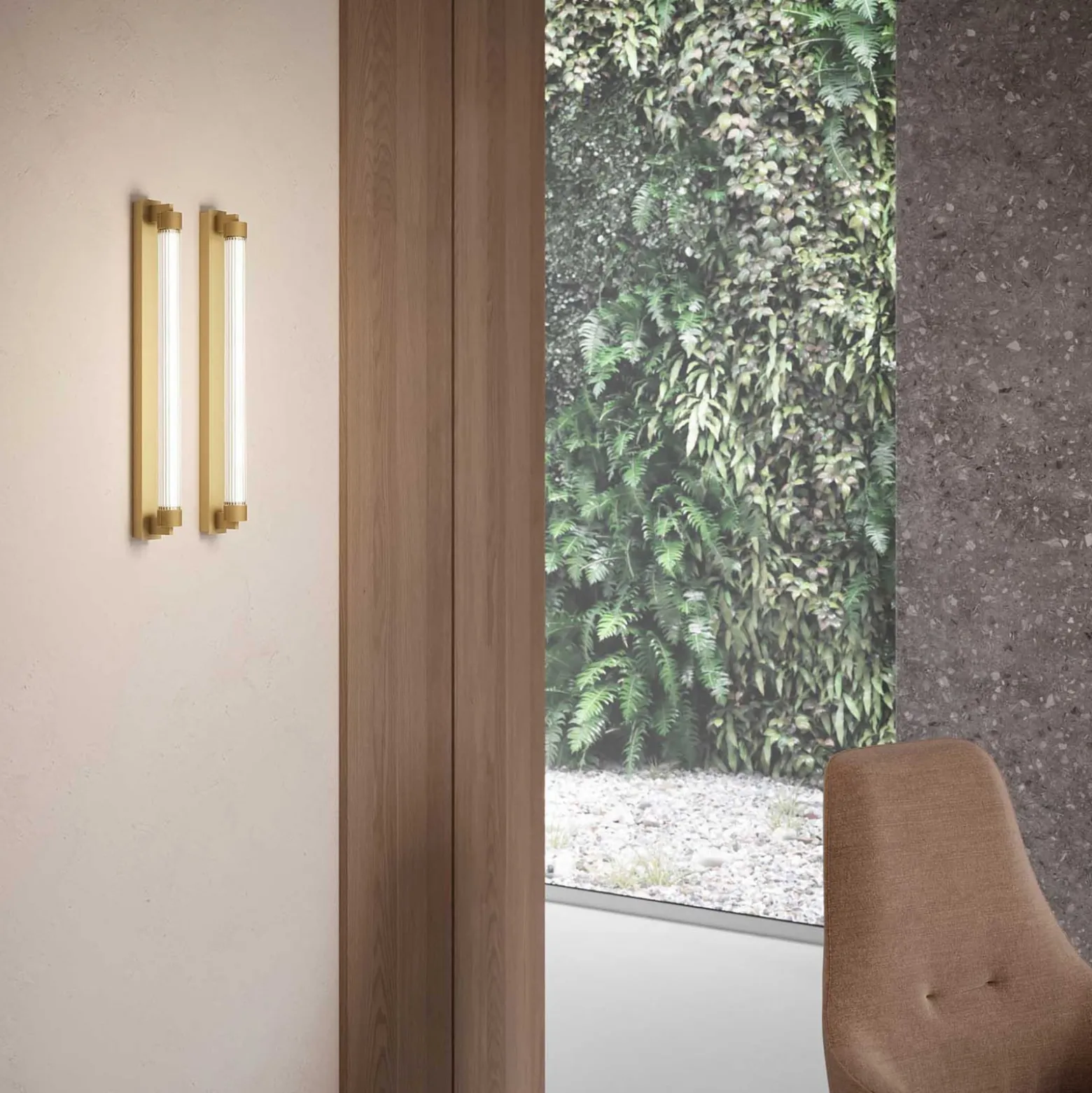 OLEV LED-seinävalaisin CHARMER, kulta, metalli/lasi, 2700 K, IP44