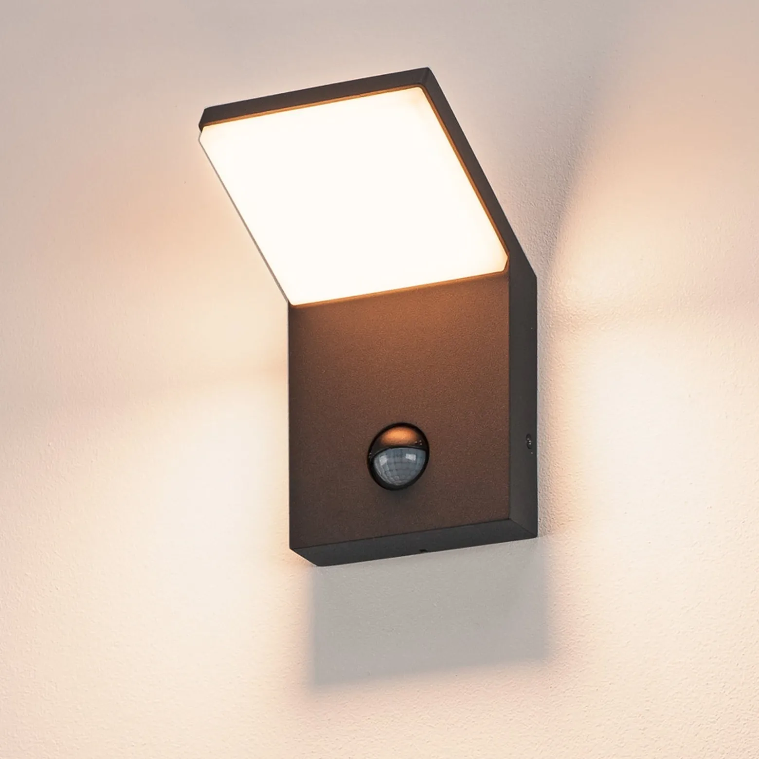 Ordi LED-seinävalaisin, antrasiitti, alumiini, leveys 10 cm, anturi