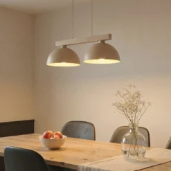 Oslo-riippuvalaisin, hiekanvärinen, 2-lamppuinen, pituus 83 cm, E27