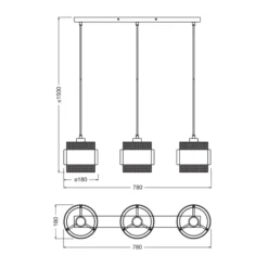 OSRAM Decor Hornet -riippuvalaisin, 3-lamppuinen, musta/kultainen