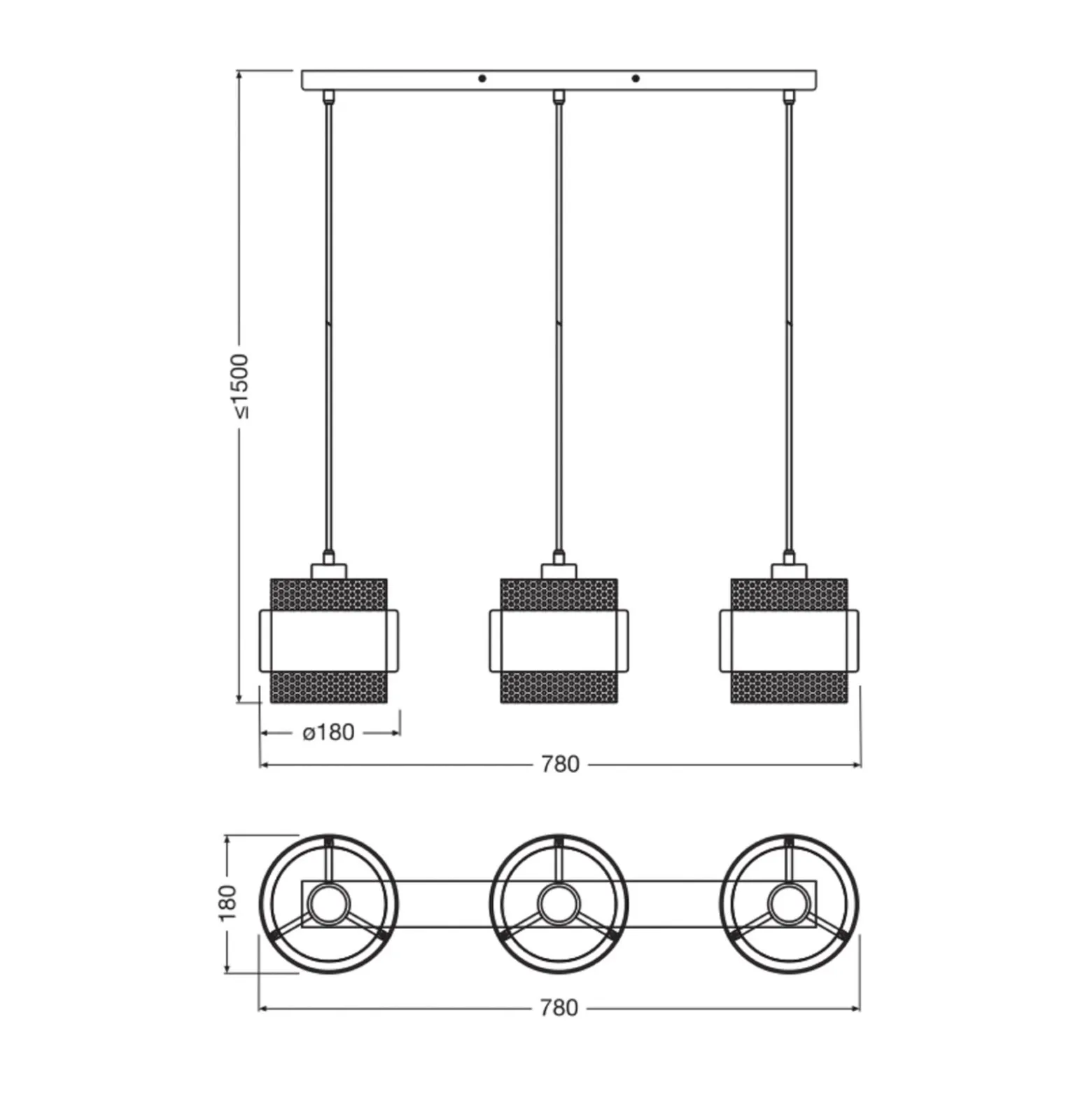 OSRAM Decor Hornet -riippuvalaisin, 3-lamppuinen, musta/kultainen