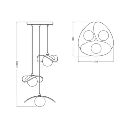OSRAM Decor Pearl -riippuvalaisin, 3-lamppuinen, beige, huopa, G9