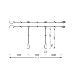 OSRAM ENDURA DECOR -valoketju, harmaa, 7 m, 3-lamppuinen, IP44