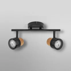 OSRAM kattospotti CORK, musta, 2 spotti GU10-LED 927 himmennettävä