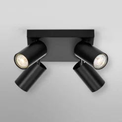 OSRAM kattospotti OCTAGON PLATE, musta, 4-lamppuinen GU10-LED 927