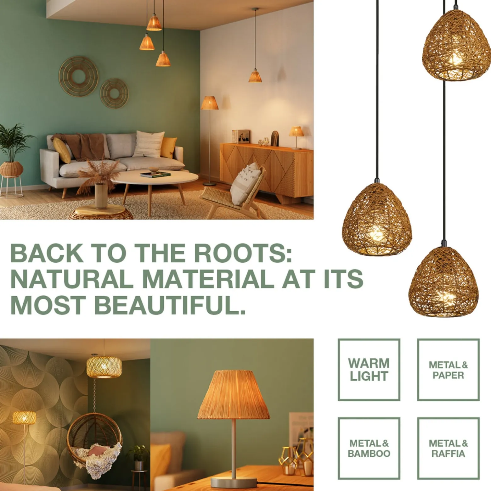 OSRAM kattovalaisin Decor Bamboo Paper Hut Ø 40 cm, bambu E27
