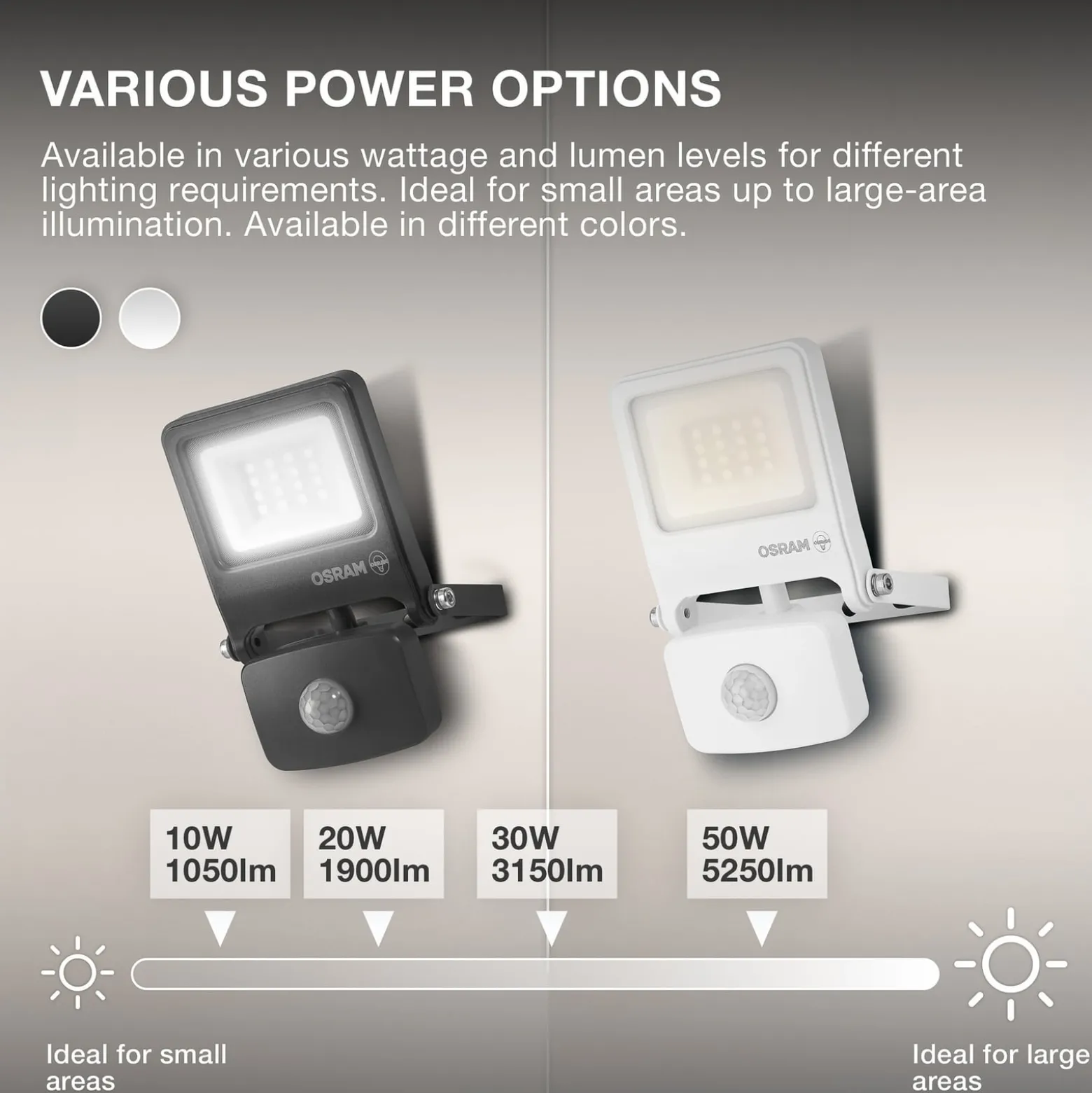 OSRAM kohdevalaisin ulos ENDURA FLOOD, harmaa, anturi 50 W 840 IP44