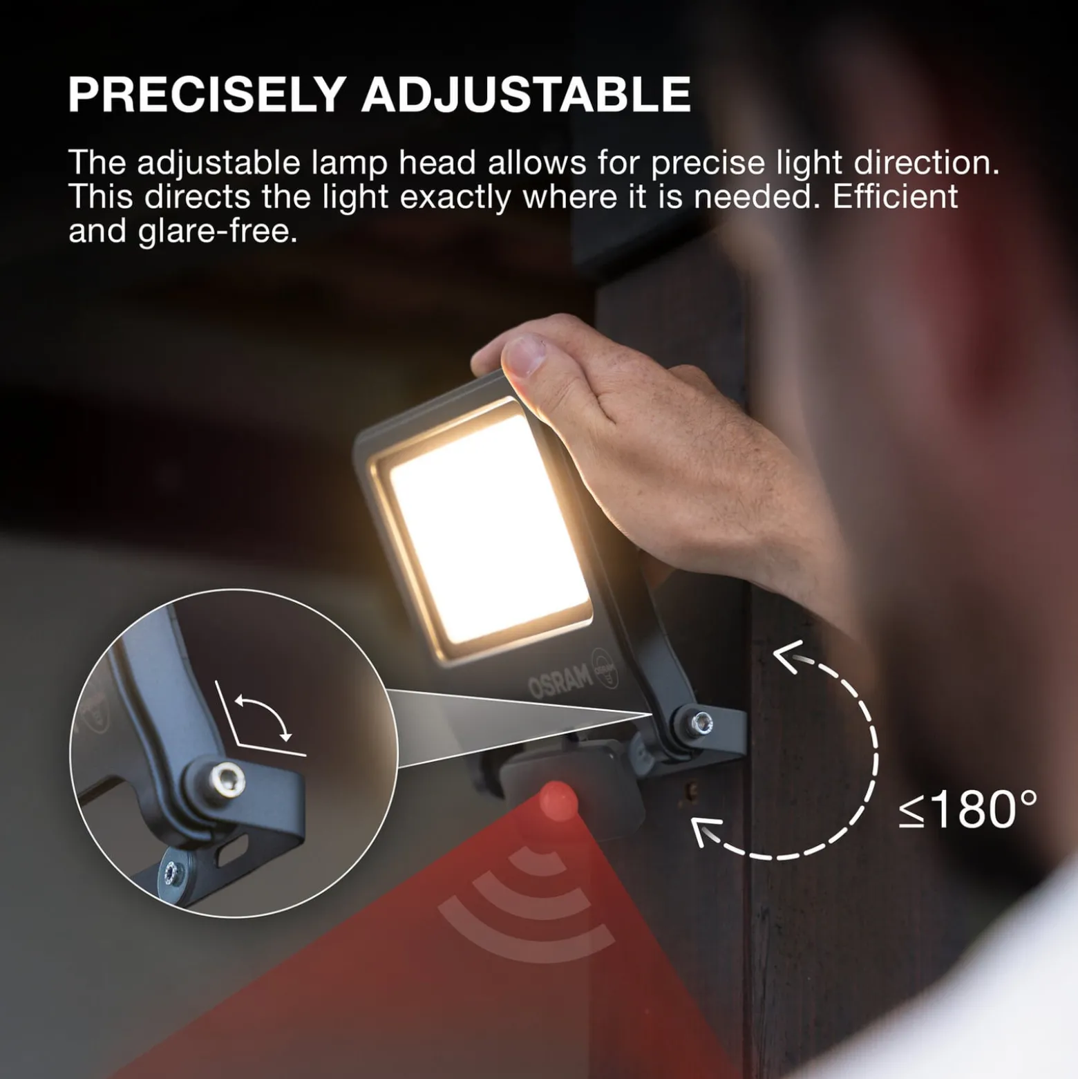 OSRAM kohdevalaisin ulos ENDURA FLOOD, harmaa, anturi 50 W 840 IP44