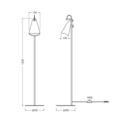 OSRAM lattiavalaisin Decor Bell, musta, teräs, E27, korkeus 120 cm