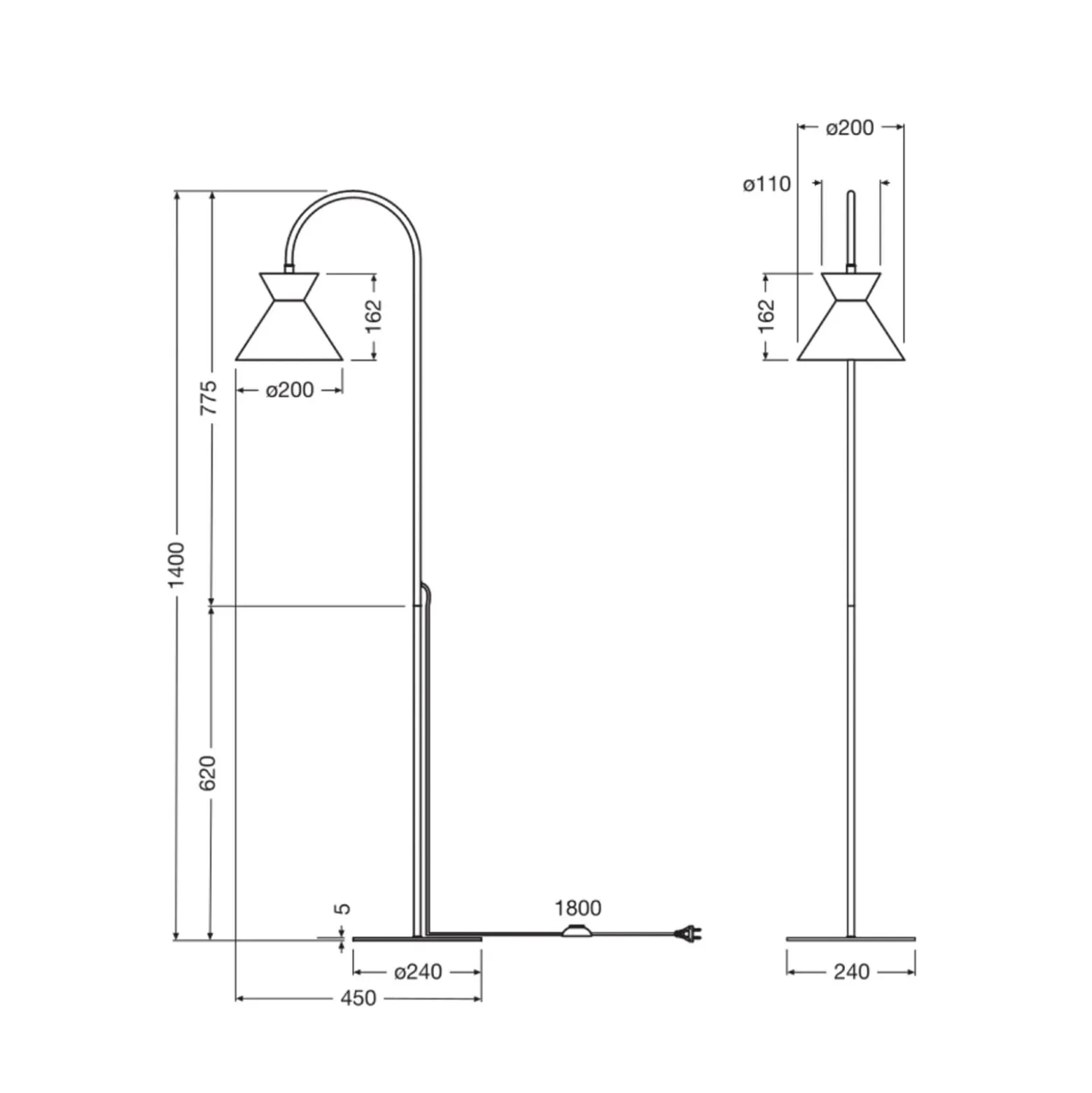 OSRAM lattiavalaisin Decor Waist, teräs, musta, E27