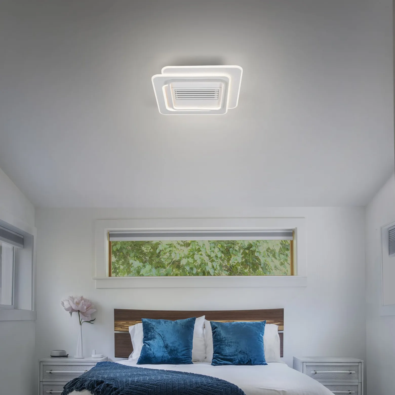 OSRAM LED-kattotuuletin GRILL 55x55 cm, valkoinen, kaukosäädin