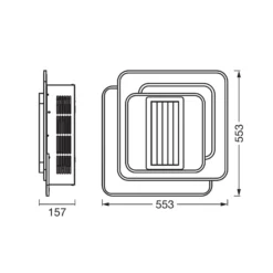 OSRAM LED-kattotuuletin GRILL 55x55 cm, valkoinen, kaukosäädin