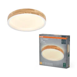 OSRAM LED-kattovalaisin ORBIS MARIANO, puu/valkoinen, Ø 41 cm, himmennettävä