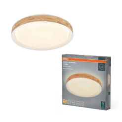 OSRAM LED-kattovalaisin ORBIS MARIANO, puu/valkoinen, Ø 51 cm, himmennettävä