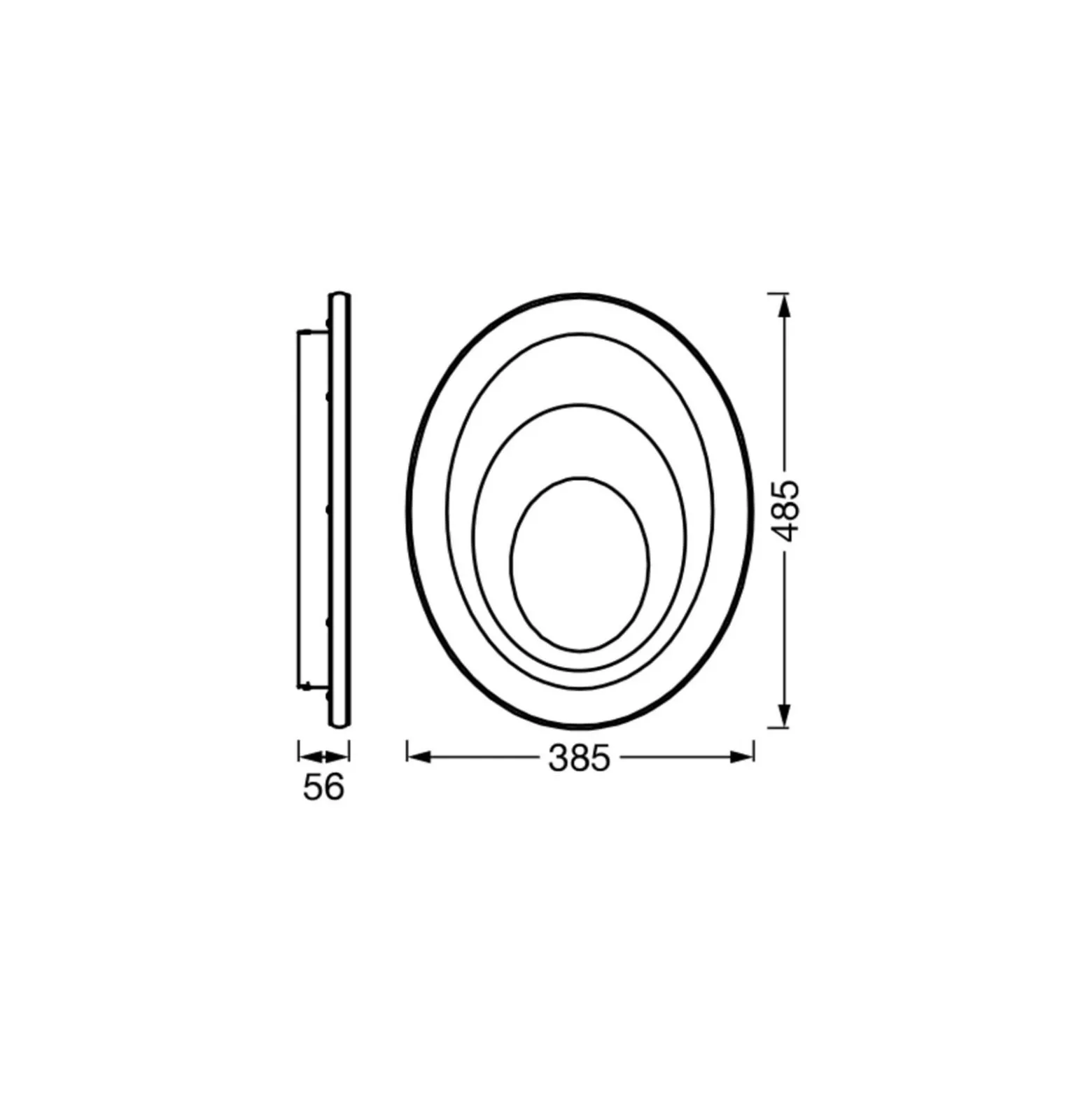 OSRAM LED-kattovalaisin ORBIS SPIRAL OVAL, Ø 49 cm valkoinen 37 W