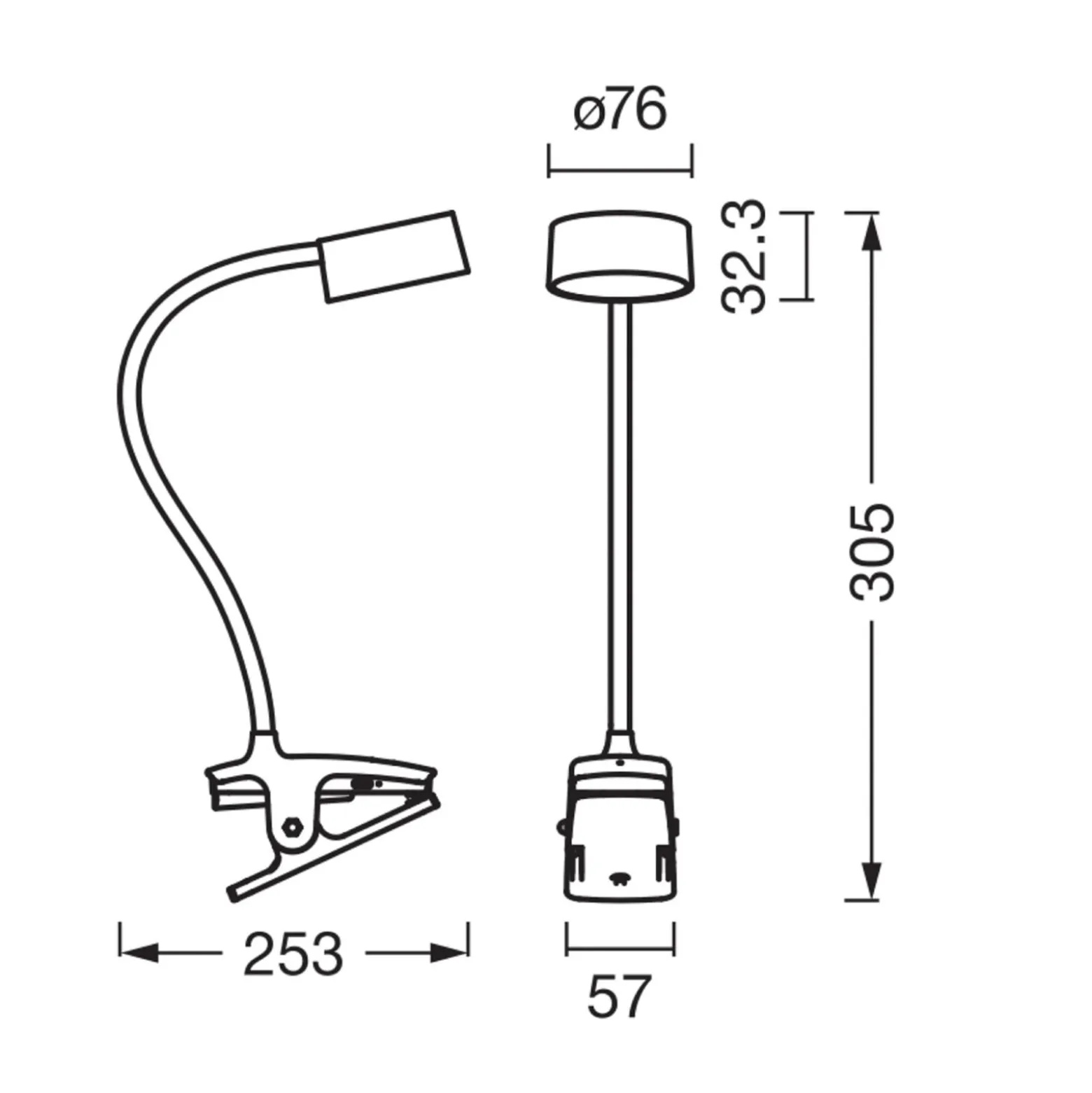 OSRAM LED-klipsivalaisin Office Line Cylinder musta CCT himmennettävä