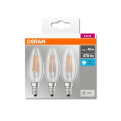 OSRAM-LED-kynttilä E14 4W filament 4000K 470lm, 3